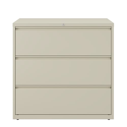 Hirsh 42" Wide 3 Drawer Metal Lateral File Cabinet, Putty